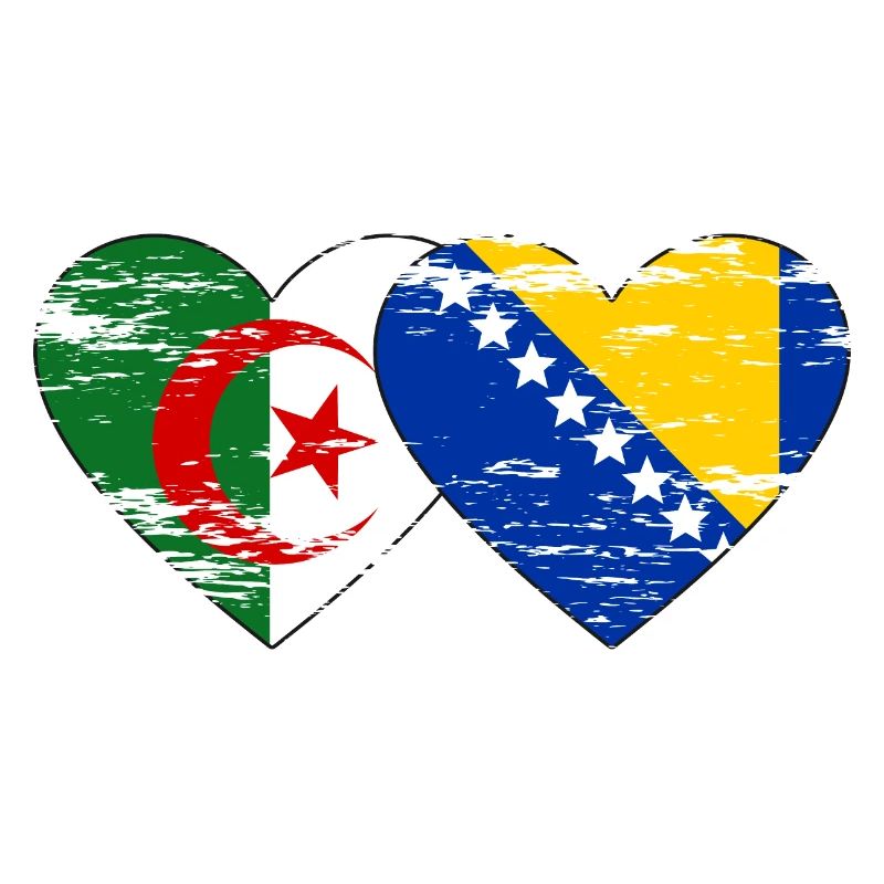 Algérie Bosnie drapeau coeur utilisé