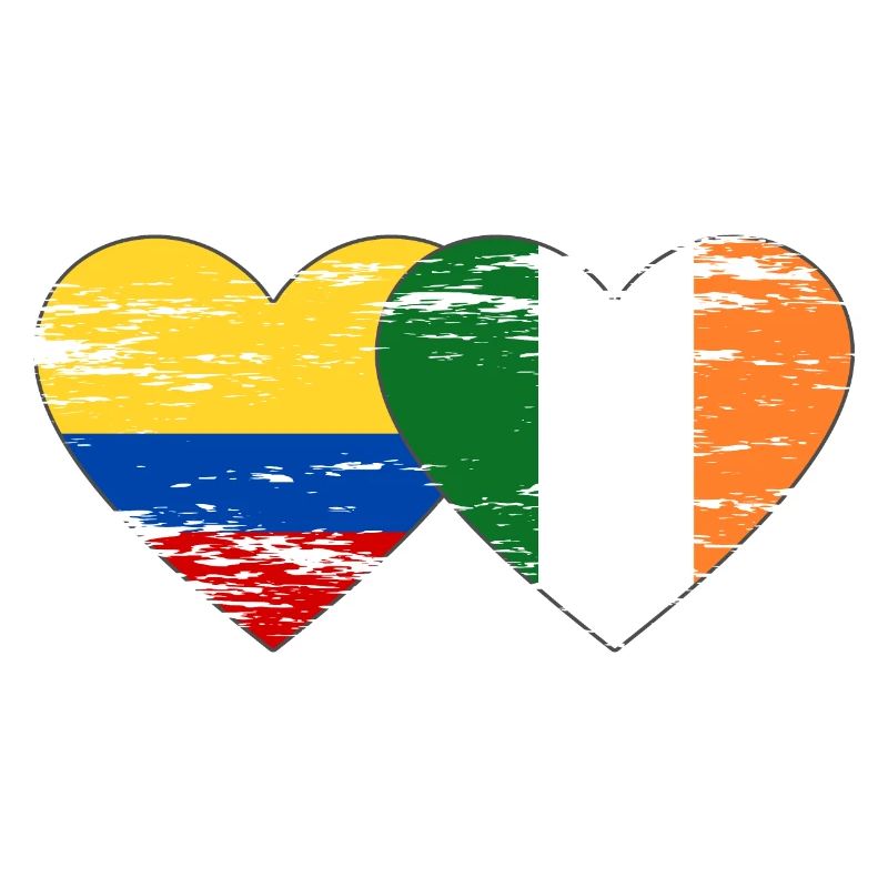 Colombie Irlande drapeau coeur utilisé
