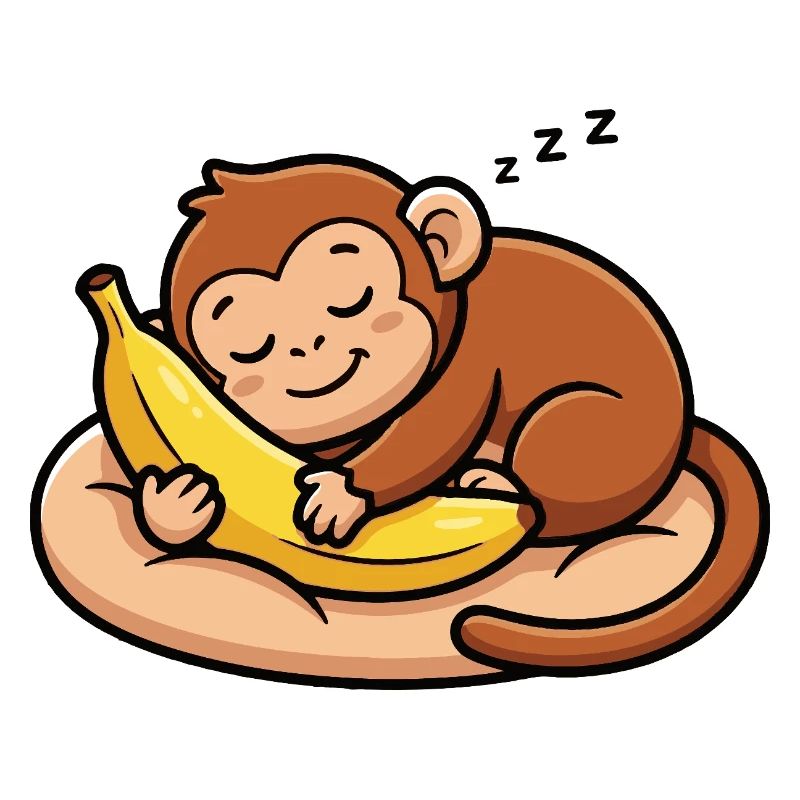 Singe endormi avec une banane