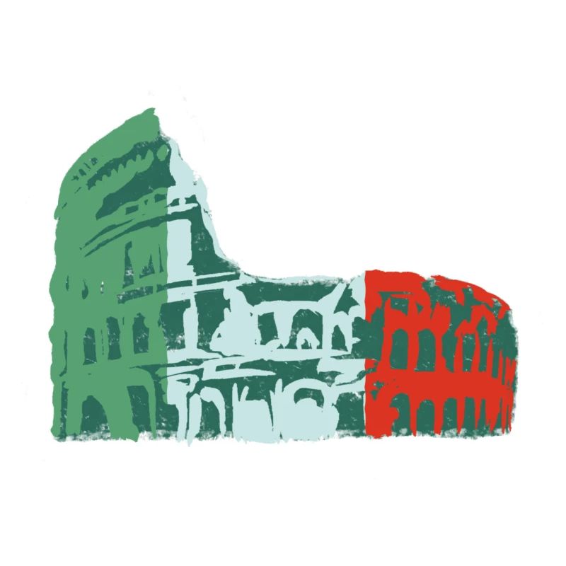 🍝 Italie Colisée Vert Rouge Blanc Drapeau