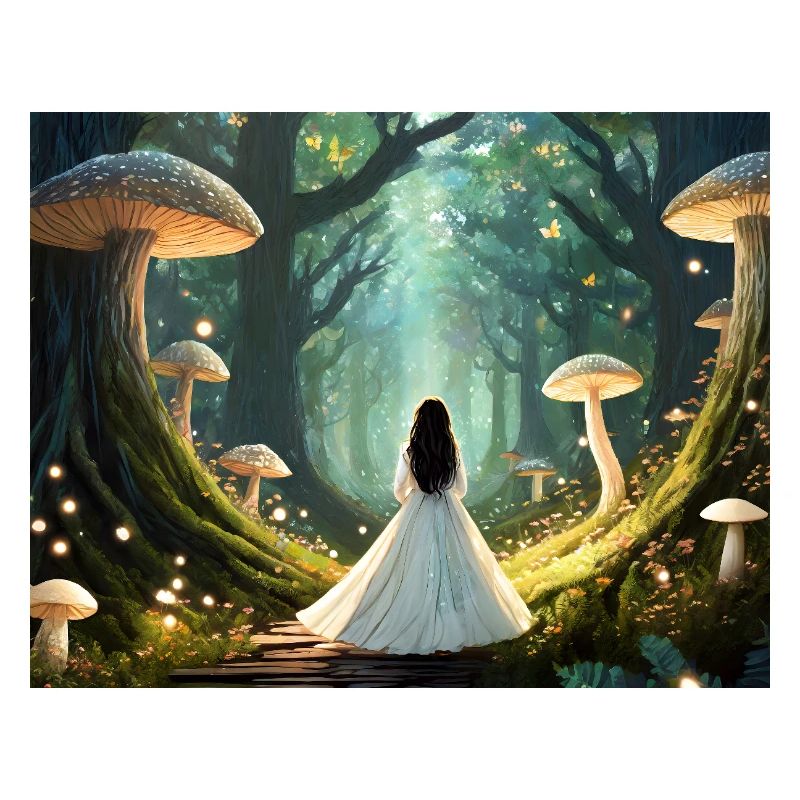 Fairytale forest with mushrooms