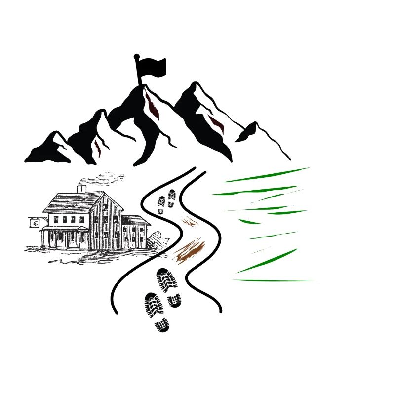 Wandern - Bergdesign mit Wanderweg