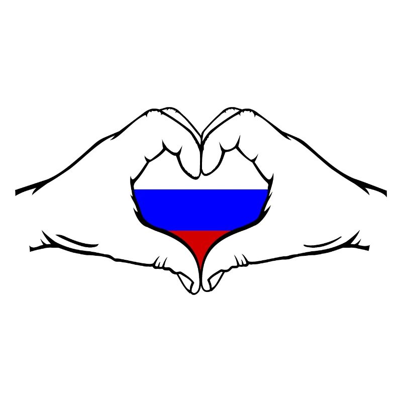 Drapeau de la Russie Mains Forme de coeur