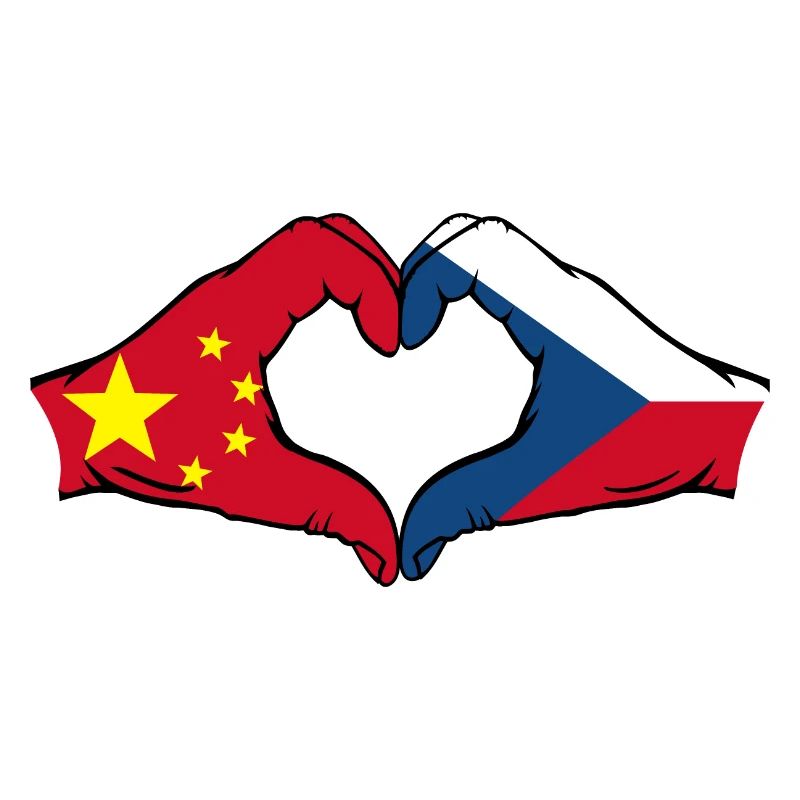 Chine République tchèque drapeau coeur