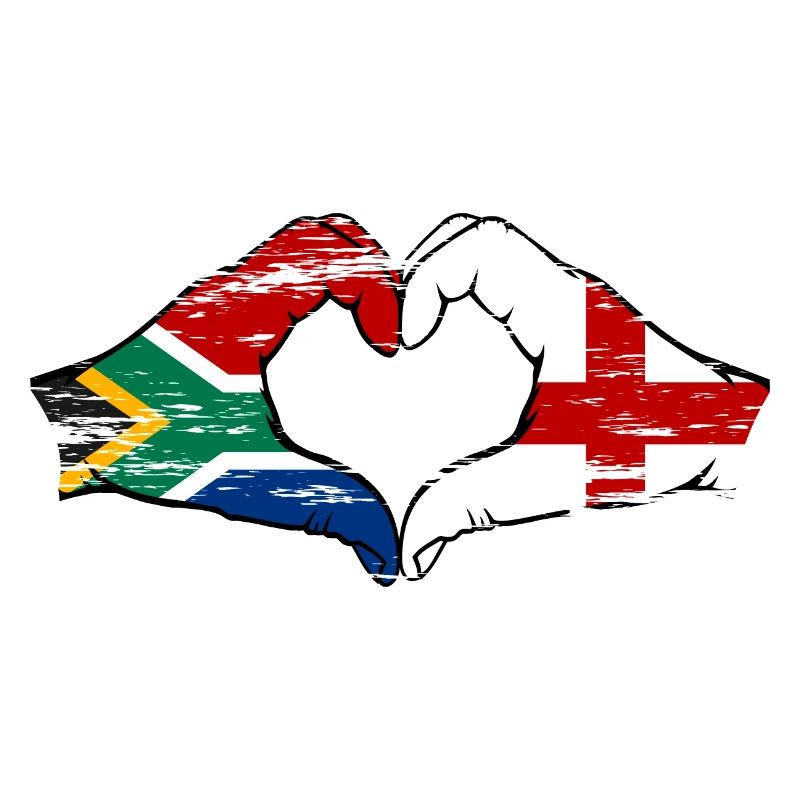 Afrique du Sud Angleterre drapeau mains forme de coeur utilisé