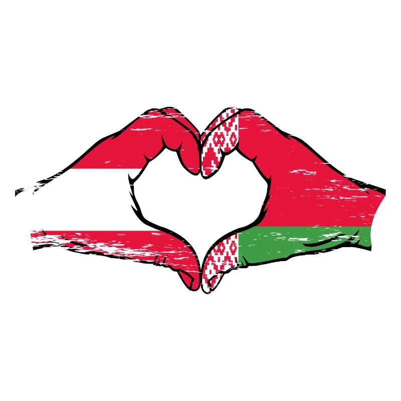Autriche Biélorussie drapeau mains forme de coeur utilisé