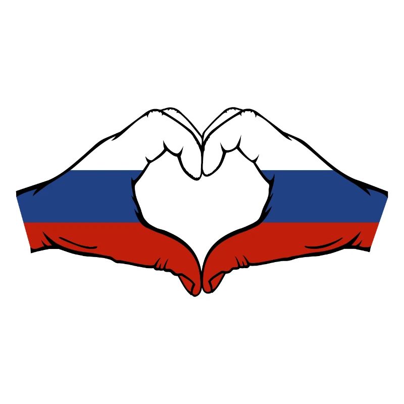 Drapeau de la Russie Mains Coeur Forme