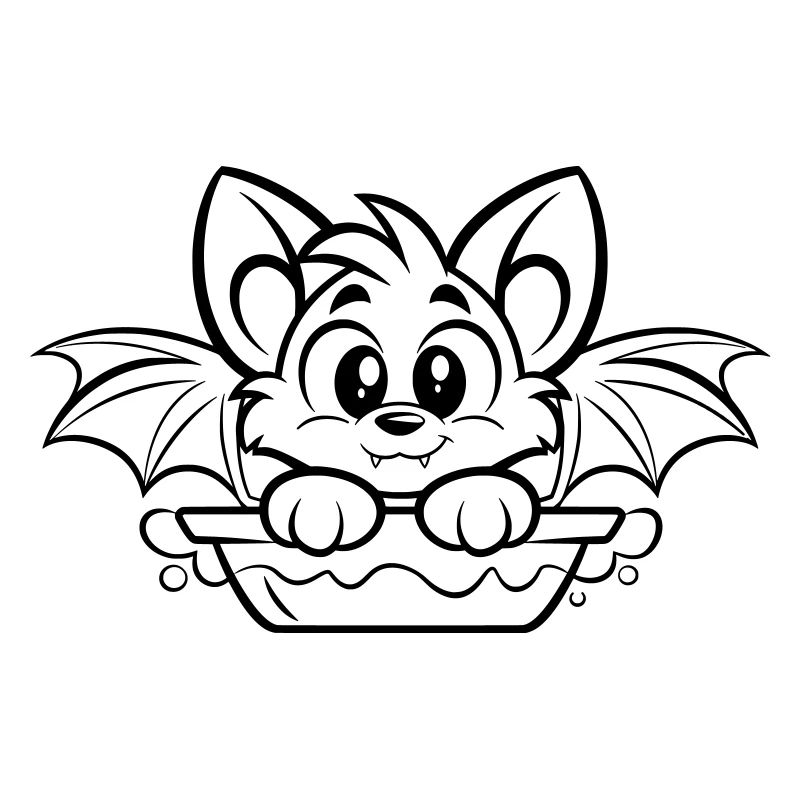 Cute bat in the bathtub