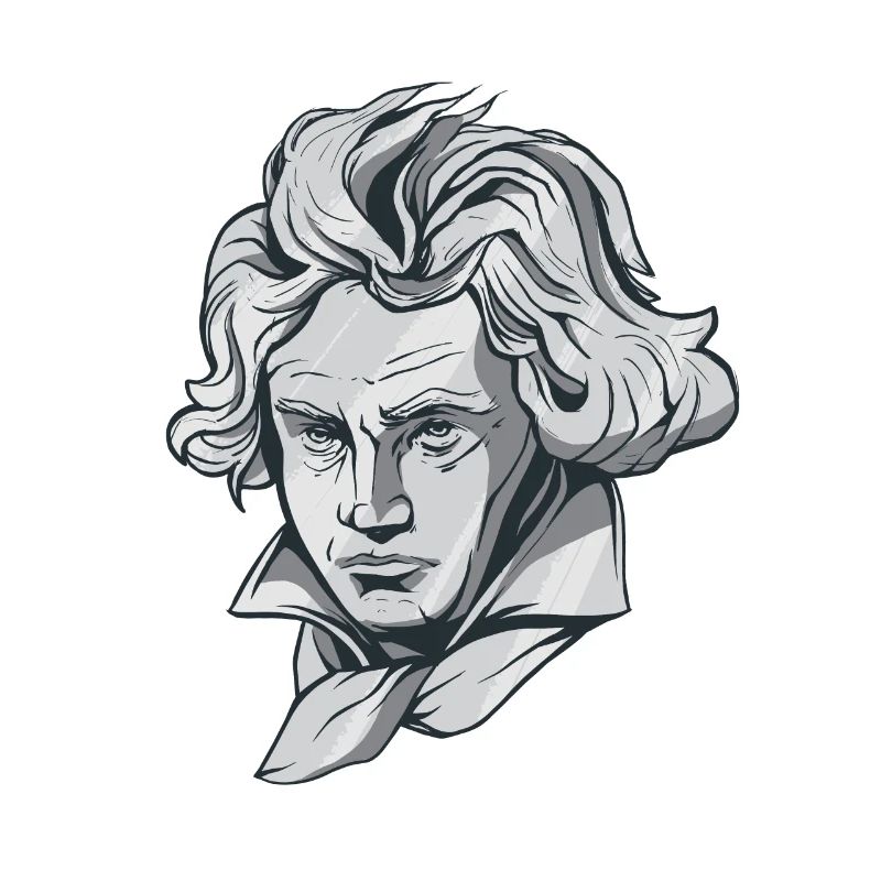 Beethoven face bust with Beethoven composer