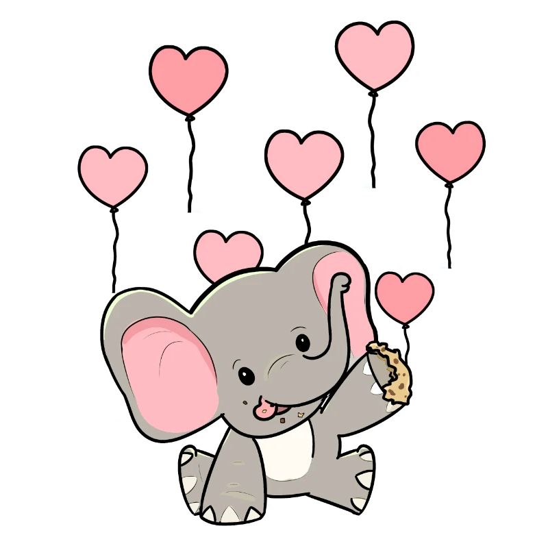 Cœurs Ballons Faune Éléphant Bébé Naissance