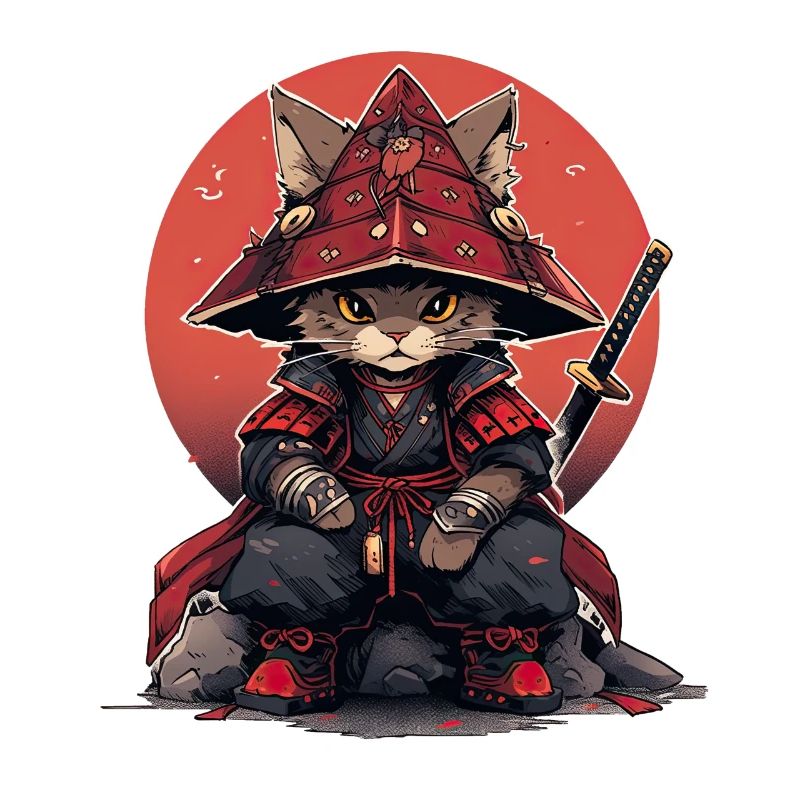 Asia Cat Japanese Samurai Samurai
