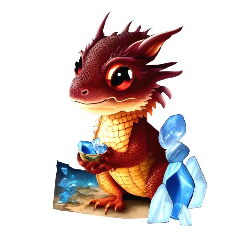 Dragon avec des pierres précieuses mignon bébé bébé rouge créature