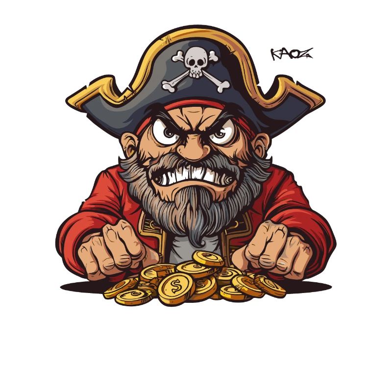 Argent des impôts Pirate de dessin animé cupide