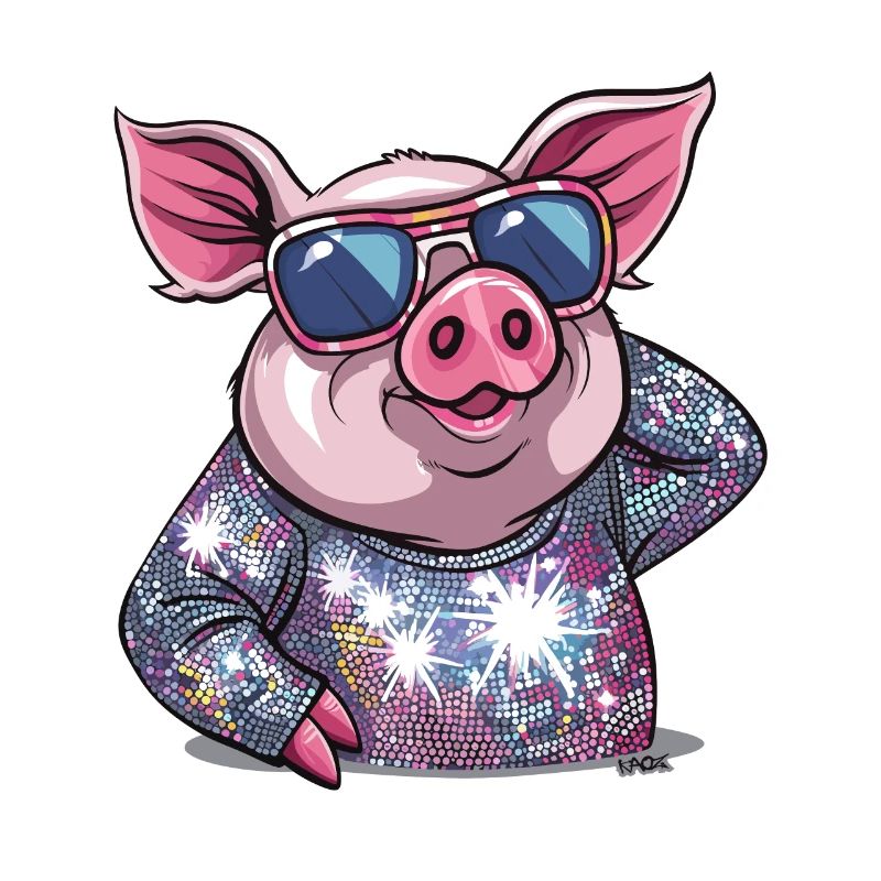 Glitter Disco Dance Diva Pig