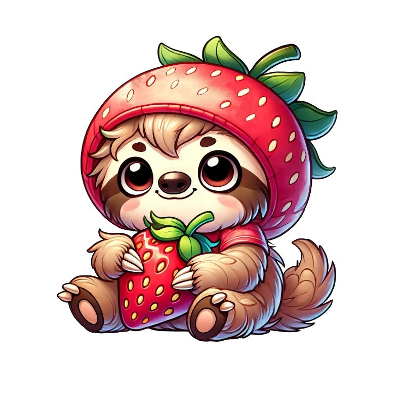 Faultier Erdbeere Sommerfrucht Design