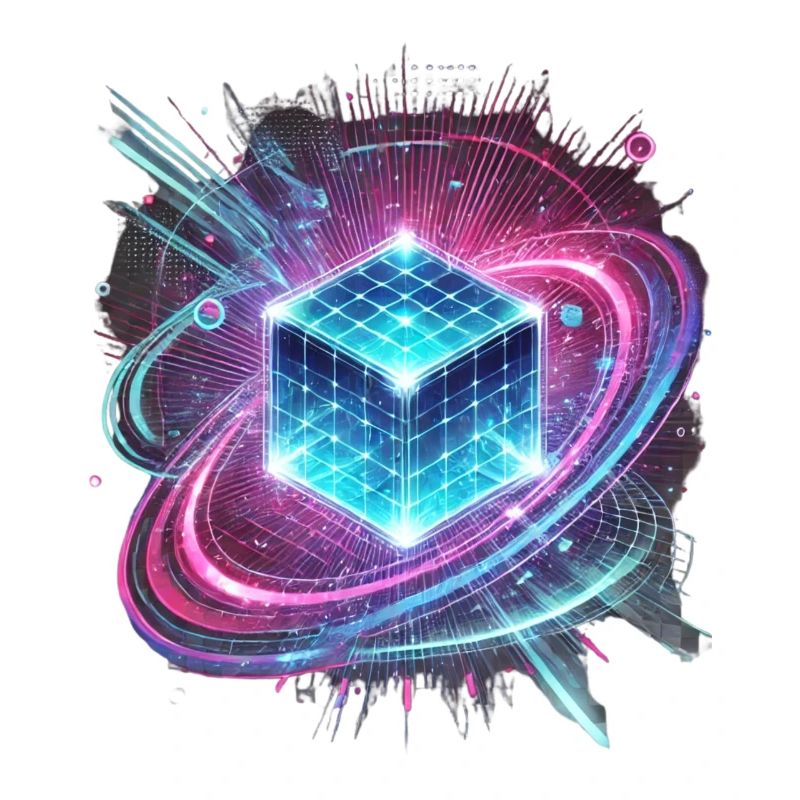 Futuristic Hologram Design – Glowing Cube