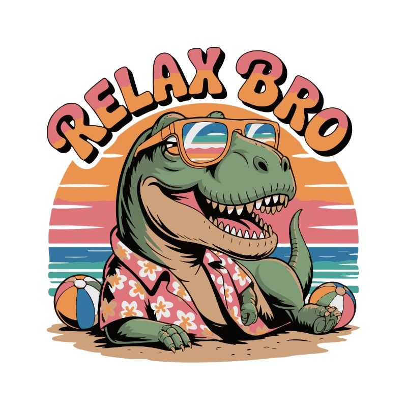 Relax Bro Dinosaur Beach Pattern