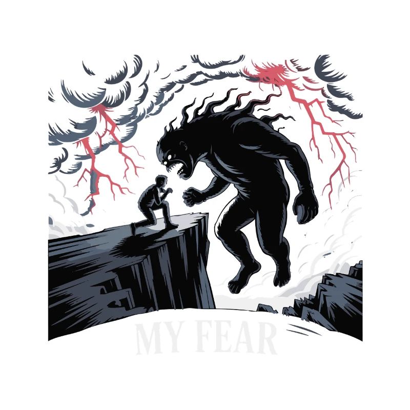Illustration einer Begegnung im dunklen Wald