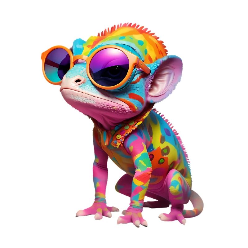 Buntes Chameleon mit Sonnenbrille