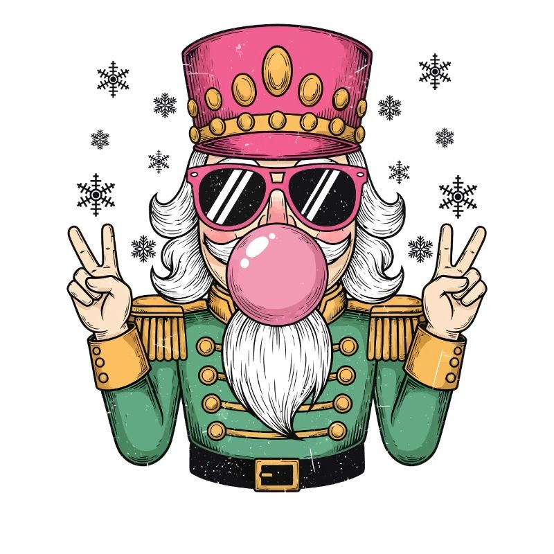 Nutcracker blows chewing gum