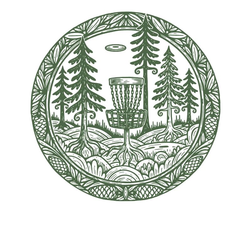 Forest Disc Golf Basket Flying Disc Course Scene