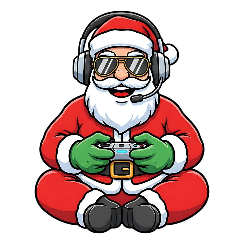 Gamer Weihnachtsmann Spielt Videospiel-Controller