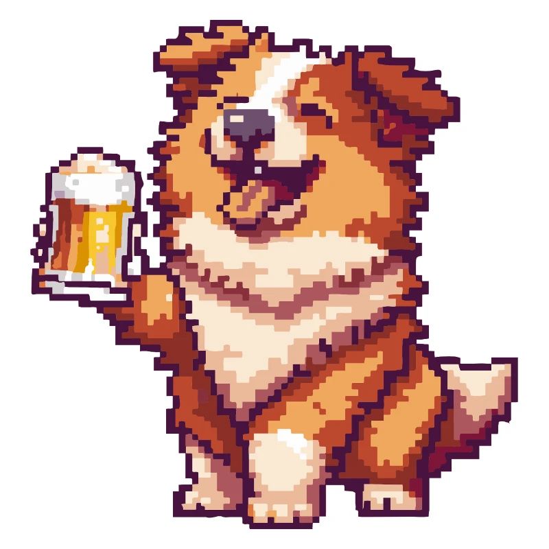 Border Collie Hund Pixel Bier