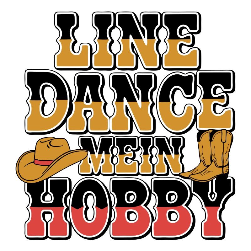 Farbenfrohes Line Dance Design mit Cowboyhut