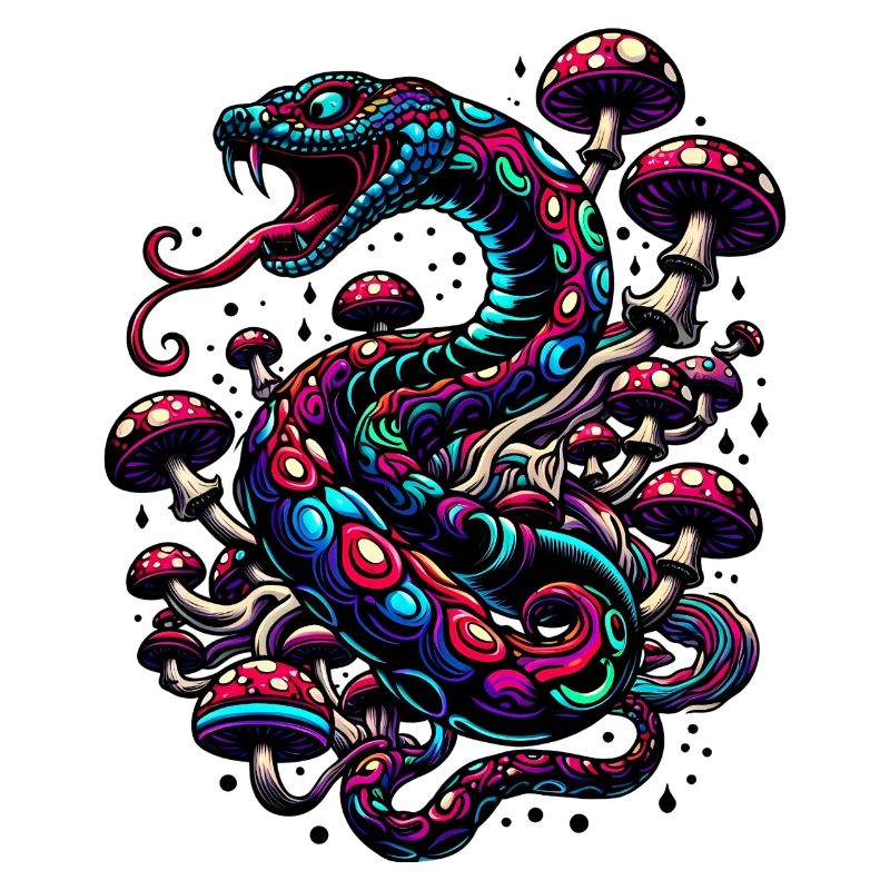 Serpent psychédélique aux champignons
