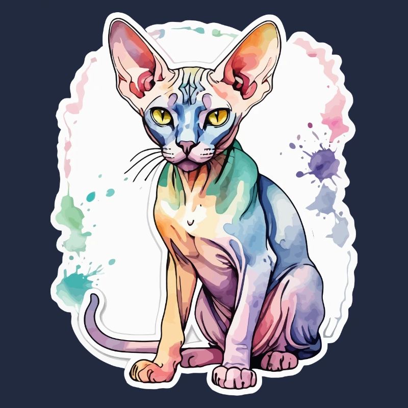 Sphynx Chat Aquarelles