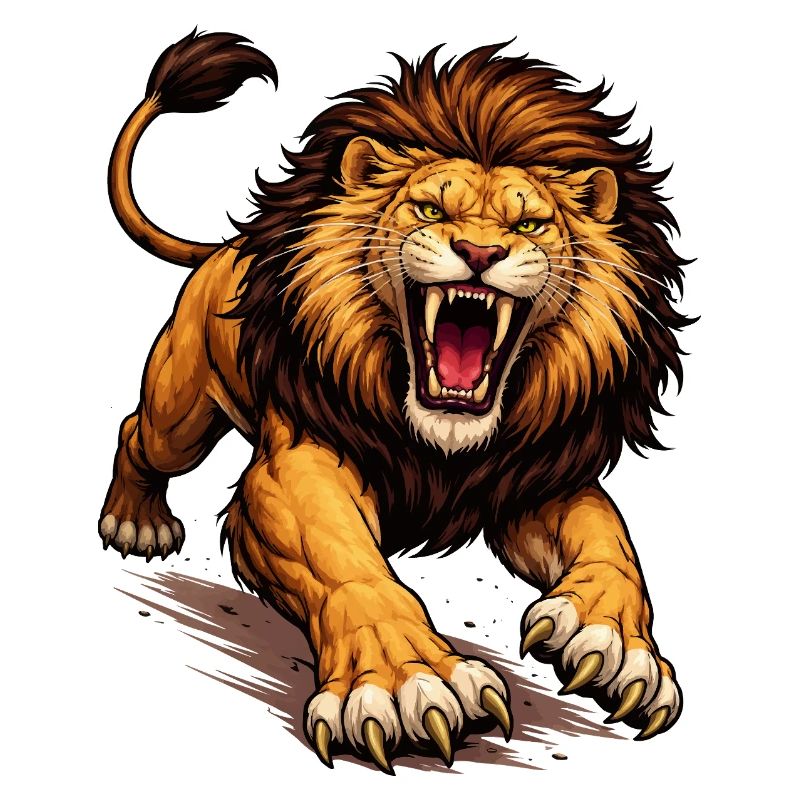 Kämpferischer Löwe Comic