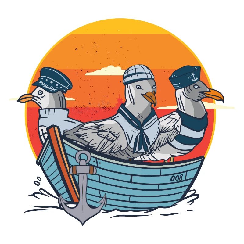 Möwen Möwe Seevögel Boot Seefahrer Seemänner