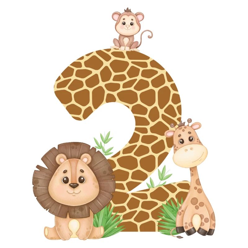 2. Geburtstag Dschungeltiere Giraffe Löwe Affe