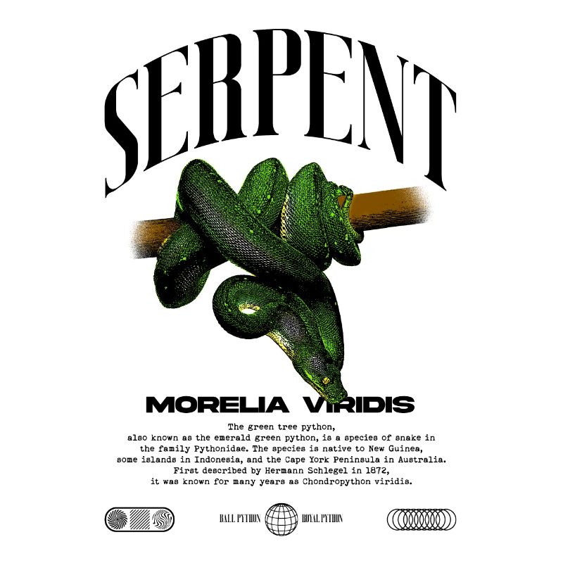 Grüner Baum Python Modern Reptile Keeper Streetwear