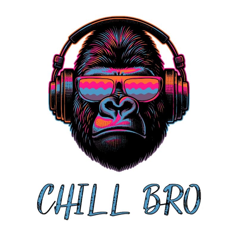 CHILL BRO - Cooler Affe mit Sonnenbrille Kopfhörer