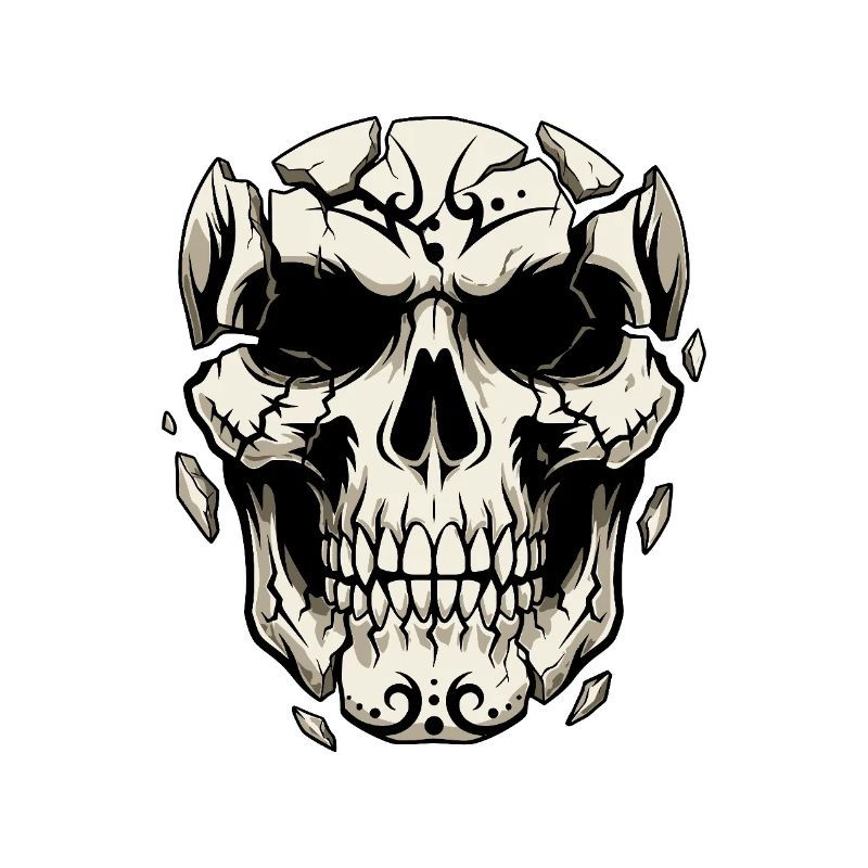 Splitternder Schädel – Gothic Grafik