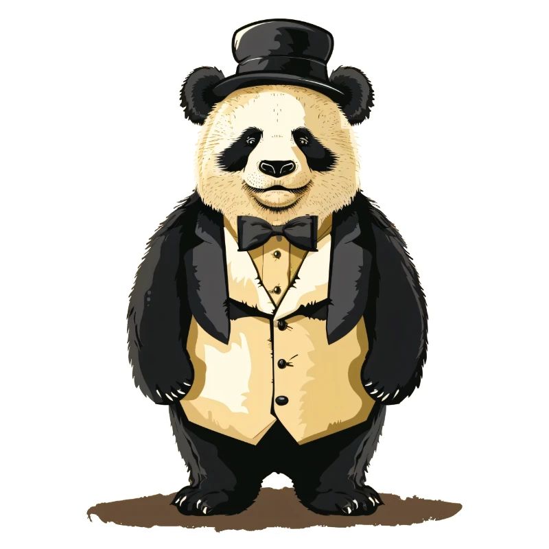 Panda mignon en queue de pie