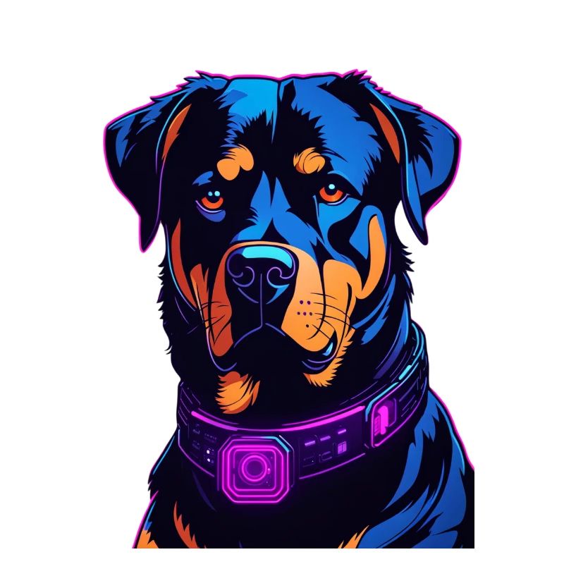 Néon Rottweiler Art Numérique