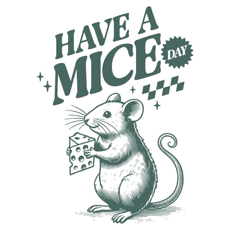 Humorous mouse with cheese star and text