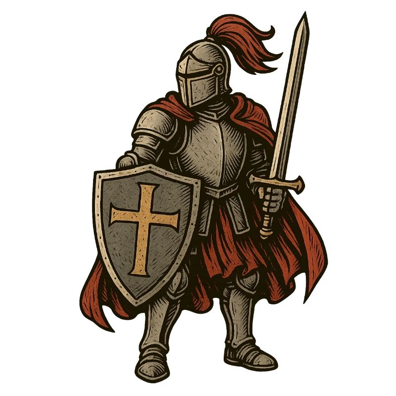 Chevalier épique avec bouclier et épée