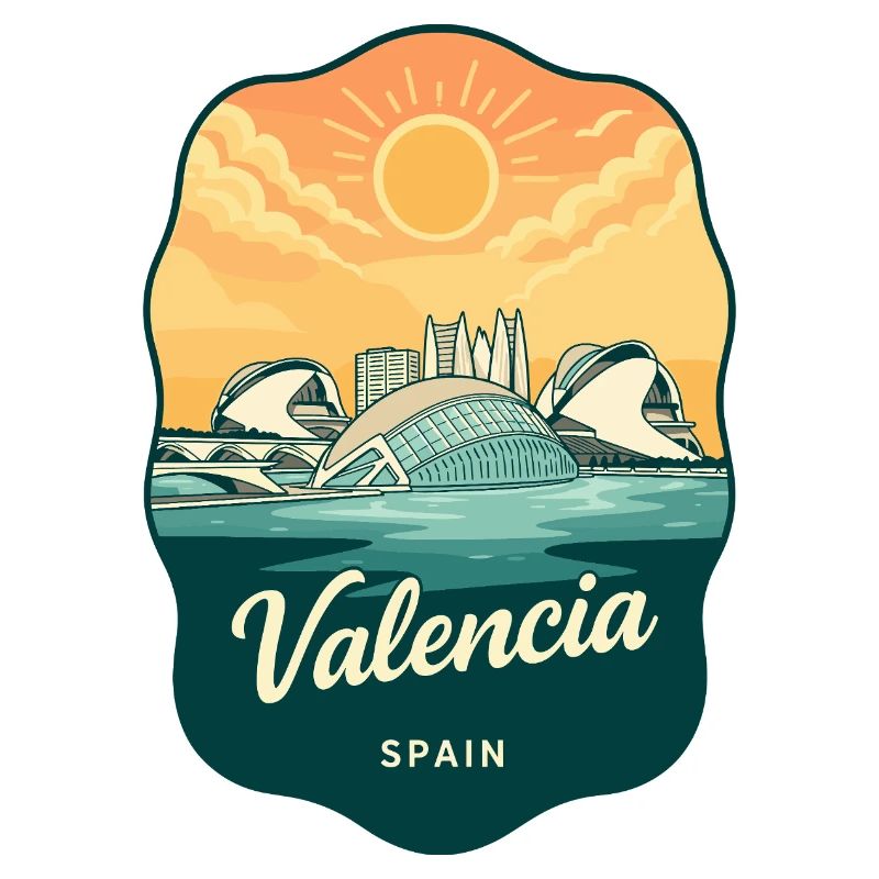 Valencia, Spanien Vintage Sunset Reiseabzeichen