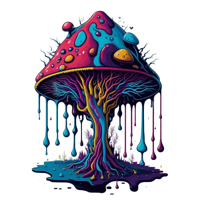 Forêt de champignons psychédélique lumineuse