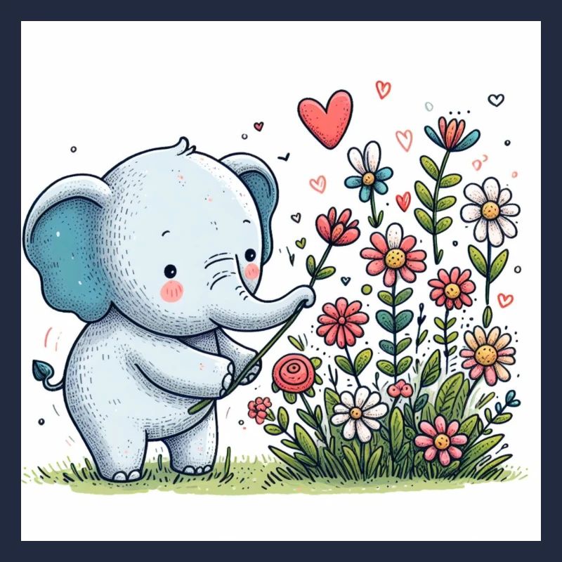 Éléphant cueillant des fleurs