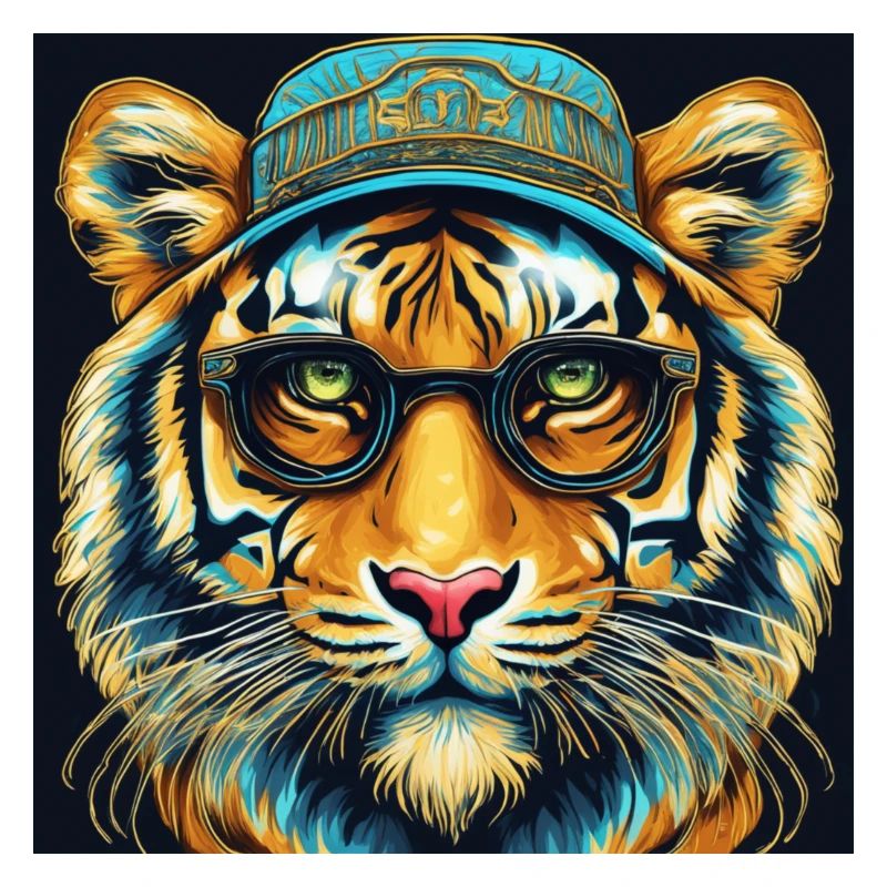 Tiger Kopf mit Brille Nerd