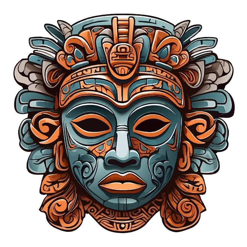 Sculpté orné aztèque, maya, masque inca