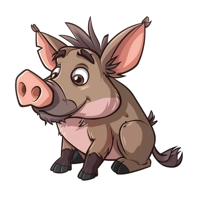 Style de dessin animé Warthog mignon