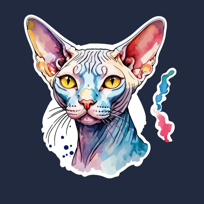 Sphynx Chat Aquarelles