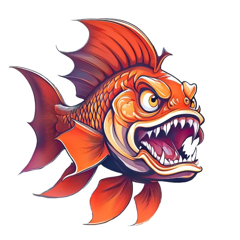 Wild angry animal pugnacious combative goldfish