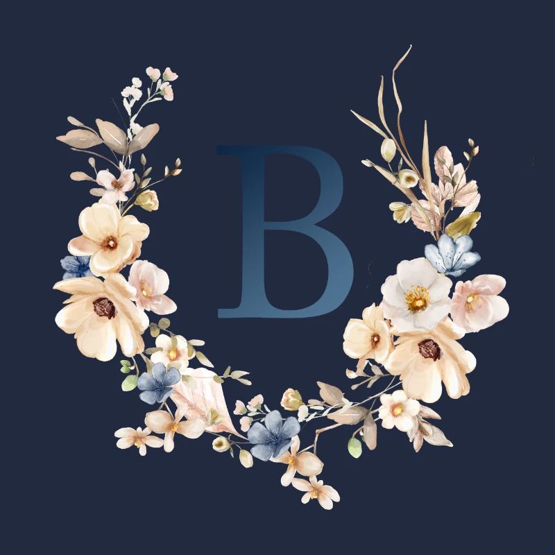 B Monogramm , Floral, Boho