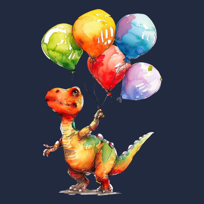 Saurier mit bunten Luftballons